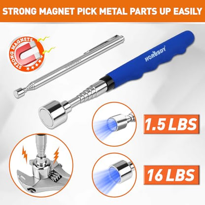 HORUSDY 4PCS Telescoping Magnetic Pick Up Tool Kit, Magnetic Sweepers Set with 360° Inspection Mirror, 2 Telescoping Magnetic Pickup Tools (5–25.6/6.9–29.5 in) & 24 in Flexible Claw Grabber - style: 4PCS Telescoping Magnetic Pick Up Tool Kit
