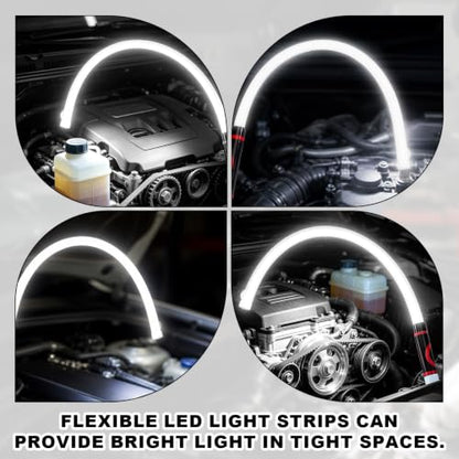 Flexible LED Flashlight Stick, 76cm/30in Rechargeable & Bendable LED Work Light Lamp Stick with 3 Lighting Modes for Mechanical Inspection Automotive Car Repair and Tight Spaces