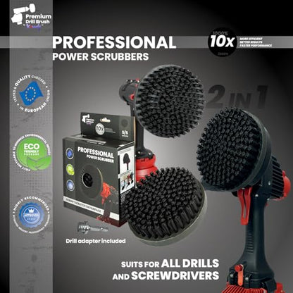 Premium Drill Brush Professional– 2in1 for Drill & Angle Grinder Ultra-Stiff 6 in Black | Scratch-Free Heavy-Duty Cleaning Brush for Concrete, Brick, Stone, Metal, Masonry, Grills, Rust - color: Black