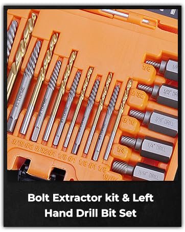 19 Piece Easy Out Screw Extractor Set and Left Hand Drill Bits Set | HSS Steel Reverse Drill Bit for Removing Stripped Damaged Broken Screw, Bolts, Nuts