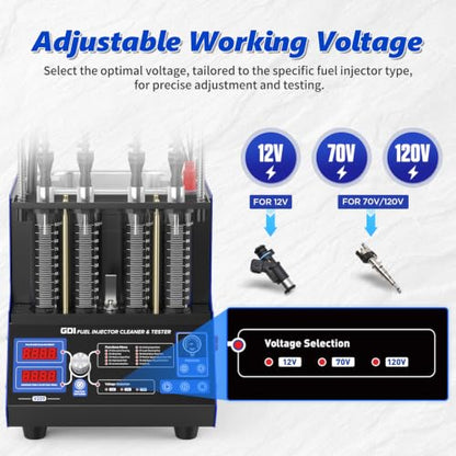 BELEY V209 GDI Injector Cleaner Tester Machine Heated Ultrasonic Fuel Injection Systems Cleanning 4-Cylinder 110V for PIEZO/EFI/FSI Gasoline Diesel,Motorcycle - size: ‎‎GDI/PIEZO V209