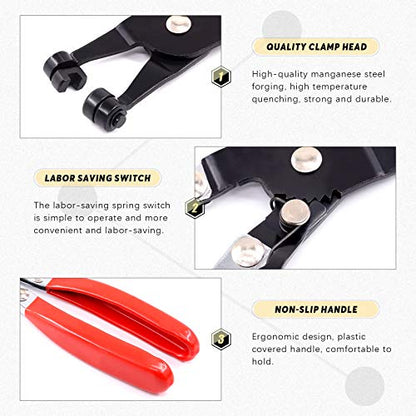 Swpeet 7Pcs Hose Clamp Pliers Set, Including Car Water Pipe Locking Pliers Hose Clamp Plier with 6Pcs Hose Removal Hook Set Perfect for Hose Installations of Low Radiators