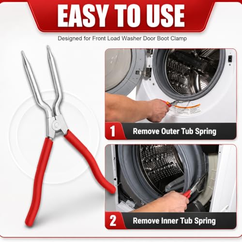 383EER4001A Washer Spring Expansion Tool Compatible with LG Samsung Kenmore | Front Load Door Boot Spring Clamp Tool, Replaces 1268535 PS3569695, Expands 2" to 5.83" for Washer Repairs - color: Red（2” to 5.83“)