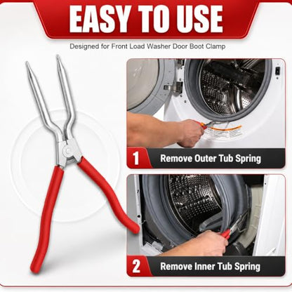 383EER4001A Washer Spring Expansion Tool Compatible with LG Samsung Kenmore | Front Load Door Boot Spring Clamp Tool, Replaces 1268535 PS3569695, Expands 2" to 5.83" for Washer Repairs - color: Red（2” to 5.83“)