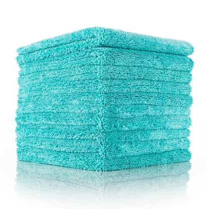 The Rag Company - The Creature Edgeless Microfiber Detailing Towels – 420GSM Professional Grade All-Purpose Cloths for Wax, Polish, & Sealant Removal, Teal, 16in x 16in (10-Pack) - color: Teal