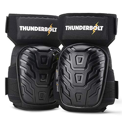 Thunderbolt Knee Pads for Men Construction Knee Pads for Work for Men and Women with Double Gel for Gardening Flooring Roofing Heavy Duty with Extra Thick Foam and Strong Adjustable Non-Slip Straps-Black - color: BLACK (ELITE)