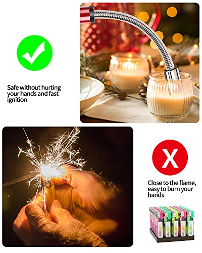 VEHHE Lighter, Rechargeable Candle Lighter Camping Lighters with Safety Switch Flexible Neck LED Battery Display, Arc Long Lighters for Candle Cooking BBQs Fireworks - color: Red