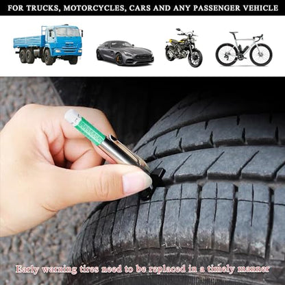 Yourkar 2 PCS Car Tire Tread Depth Gauge, Tire Depth Gauge with Six-Sided Smart Color Coded, Tire Tread Depth Measurement Tool for Most Auto Truck SUV, Universal Car Accessories - color: 2 PCS