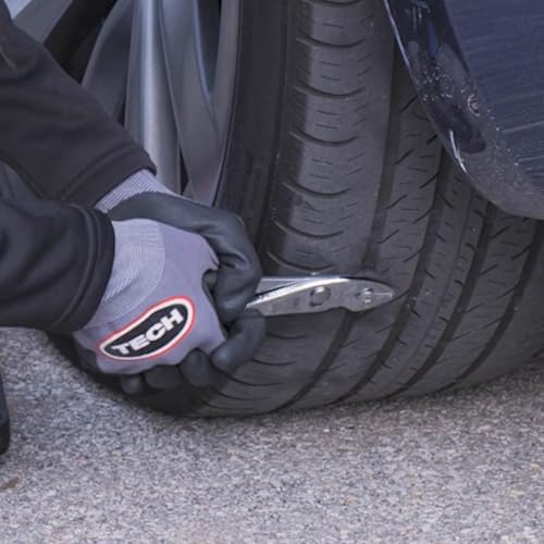 TECH Permacure Emergency Roadside Tire Repair Kit - Roadside Ready Plug Set with Vulcanizing Fluid, Natural Rubber Plugs, Installation Tools, Gauge, Reamer and Portable Case for Tire Emergencies