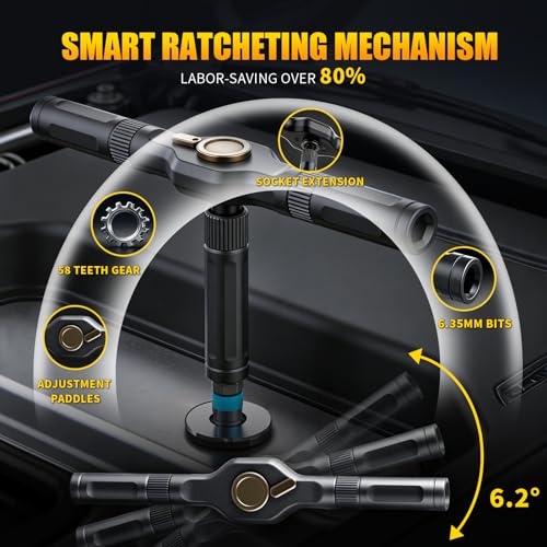 24 in1 Magnetic Screwdriver Set, Multi-Bit Ratchet Screwdriver Kit with S2 Steel Precision Bits,Detachable T-Handle Ratchet Screwdriver Set for PC,Bicycle, Electronics, Furniture, DIY, Gift for Him - size: 24 In 1