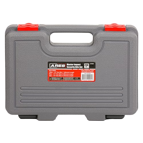 ARES 31023-208-Piece Impact Security Bit Set – Phillips, Robertson, Tamper Hex and Torx Bits, Specialty Bits, and More – Master Bit Set Includes Nut Drivers, Socket Adapters, and Extensions - size: 208-Piece Impact Security Bit Set