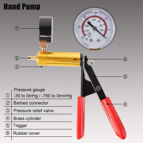 YSTOOL Brake and Clutch Fluid Hand Pump Vacuum Bleeder Tool Kit | Brake Oil Change Power Steering Fluid Bleeding Set with Hand Pump Jar Adapters for Auto Car Truck Motorcycle Use - color: Blue