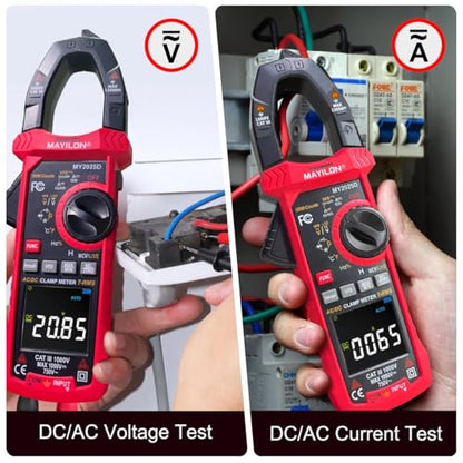 Digital Clamp Meter, 10000count Auto Ranging Multimeter, Voltmeter Supports 1000V AC/DC Voltage, 1200A AC/DC Current, Resistance, Capacitance, Continuity, Live Wire Test, NCV