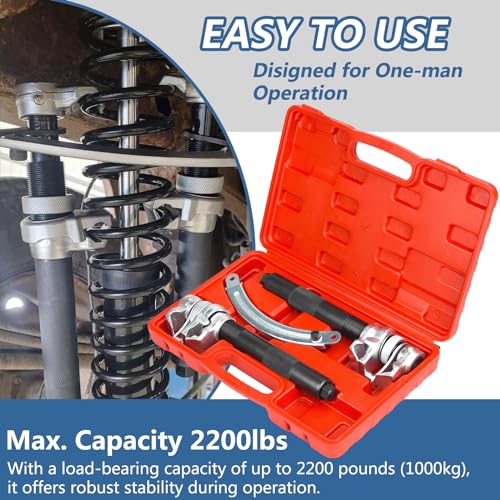 2pcs Coil Spring Compressor Tool, Heavy Duty Macpherson Strut Spring Compressor Set with Safety Bracket for Car Truck ATV UTV, 2200 LB Capacity, Coil Spring Compression Tool