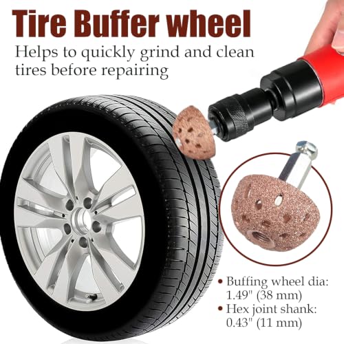 Tire Repair Patch Tool Kit Including 24pcs Tire Patch Plugs, Tungsten Buffing Wheel, Tire Patch Roller with 4mm Twist Drill Bits for Vehicle - size: Tire Repair Kit