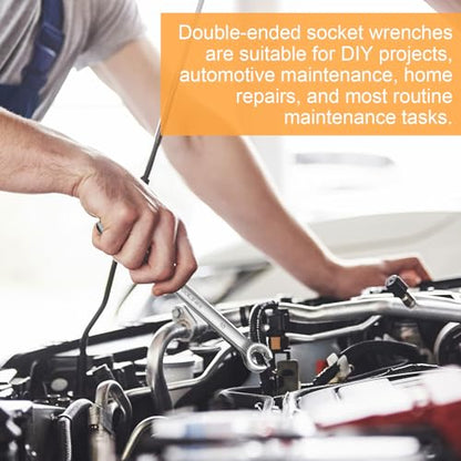 Flare Nut Wrench, Double Open End CR-V Chrome Vanadium Steel Flare Nut Wren | 8mm x 10mm 15-Degree Offset Design Line Wrenches for Automotive Repairs and Household Maintenance