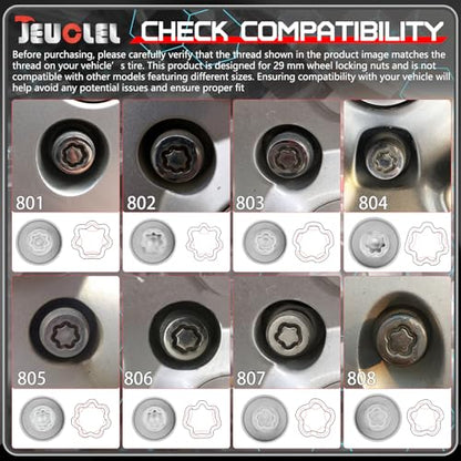 8PCS Wheel Locking Nut Key Kit for Jeep Dodge, I.D 29mm Lock Bolt | For Renegade, Wrangler, Cherokee, Journey 2016-2020, Wheel Lock Nut Socket Adapter Set, Anti-Theft Lug Removal Tool - size: Socket Set