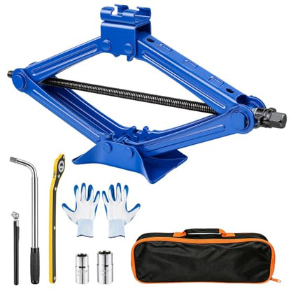 Scissor Car Jack, 2 Ton (4409 Lbs) Portable Tire Changing Kit | Portable Small Car Jack Kit, Premium Universal Scissor Jack for Car Sedan SUV MPV with Labor-Saving Ratchet Wrench Lug Wrench