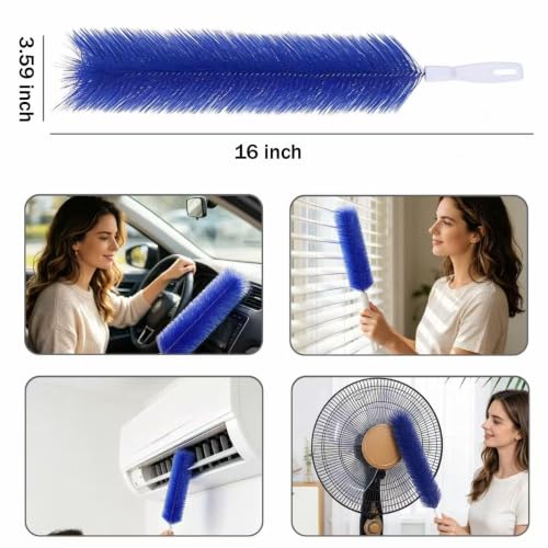 Bendable Microfiber Duster Head, Fan Cleaning Brush & Fan Brush Cleaner for Electric Fans, Air Vents, Blinds, Curtains, Home & Car Dust Removal (Blue) - color: Blue