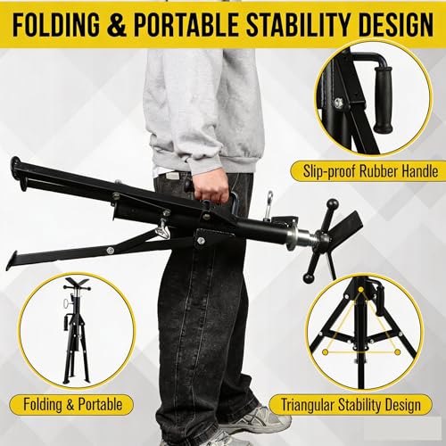 Garvee V Head Tripod Pipe Jack Stand, 1/8"-12" Pipe Support Rest, 2500 LB Heavy Duty Carbon Steel Adjustable 28"-52" Folding Portable Pipe Stand for Welding Pipe | Heavy Duty Carbon Steel Adjustable 28"-52" Folding Portable Pipe Stand for Welding Pipe - c