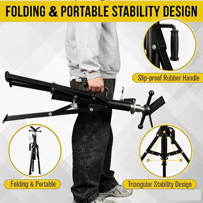 Garvee V Head Tripod Pipe Jack Stand, 1/8"-12" Pipe Support Rest, 2500 LB Heavy Duty Carbon Steel Adjustable 28"-52" Folding Portable Pipe Stand for Welding Pipe | Heavy Duty Carbon Steel Adjustable 28"-52" Folding Portable Pipe Stand for Welding Pipe - c