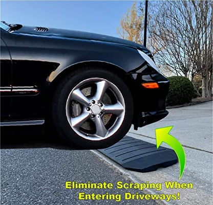 – Driveway Curb Ramps – Low Profile Car Ramps – 3 Piece Expandable Set – Made from Heavy Duty Recycled Rubber – Eliminate Scraping and Damage On Your Car Truck RV - color: Black