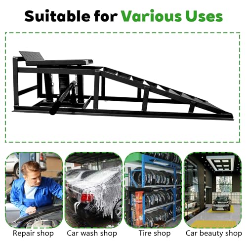 Anwick 2 Pack Hydraulic Car Ramps for Oil Changes, 5T Heavy Duty Steel Truck Ramps, Adjustable Lift Height, Low Profile Car Lift Ramp with Hydraulic Jack, Car Lifts for Home Garage (Black, 45") - color: Black