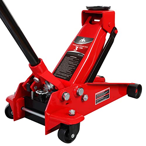 Jack Boss Floor Jack 3 Ton Capacity Fast Lift Service Jack Steel Heavy Duty Hydraulic Car Jack - color: Red, size: 3 Ton Fast Lift