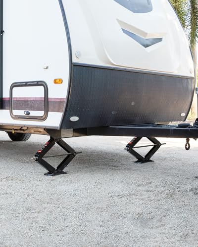 Kohree 9500 lbs RV Stabilizer Jacks 24", Leveling Scissor Jacks for Travel Trailer, Set of 2, Heavy Duty Camper Stabilizer Jacks Kit with Anti-Slip Handle and Drill Socket, Easy to Install - size: 2P-9500-24inch