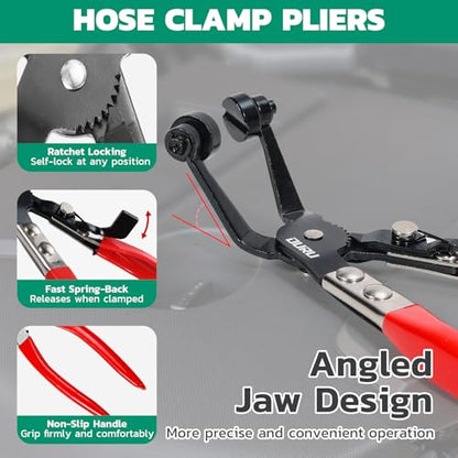 OURU Spring Band Hose Clamps Assortment Kit with Pliers, 365Pcs, 6-25mm | Constant Tension Hose Clamps, For Fuel Lines, Silicone, Vacuum Hoses, Low-Pressure Air Clips - size: 365PCS (6-25mm)+ Plier