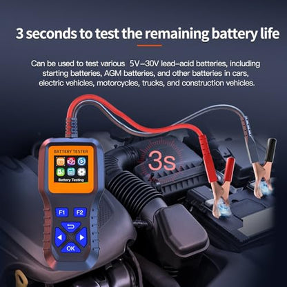 Car Battery Tester 6V 12V 24V Load Tester 100-2000CCA Digital Starter Analyzer with Color Display, Charging & Cranking System Diagnostic Tool for Cars, Trucks, Motorcycles, SUVs, Boats, RVs