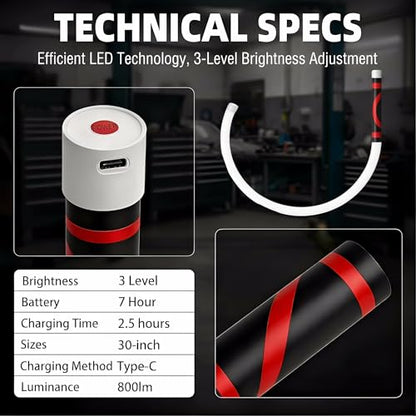 Flexible LED Flashlight Stick,27-Inch Rechargeable Mechanic Flashlight with 3 Brightness Modes & Hands-Free Positioning，Portable Inspection Light for Car Repair, Plumbing& Outdoor Use (Only)