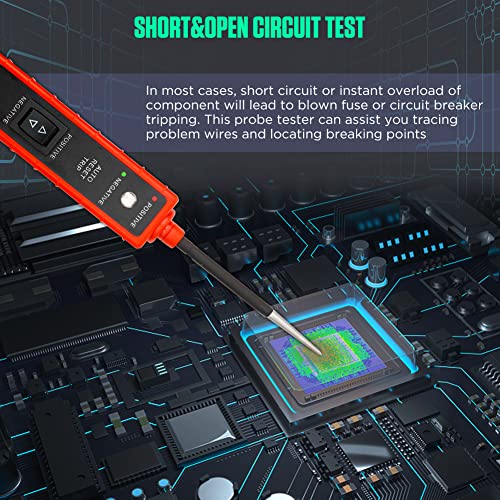 Power Circuit Probe Tester 6V-24V DC Test Light Automotive Circuit Tester 12V Auto Electrical Tester 12 Volt Component Activation, Polarity Identify, with LED Light, 13FT Cable, Overload Protection