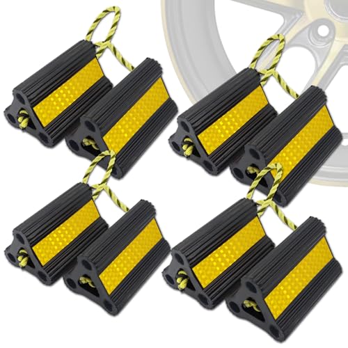 Vacallity Wheel Chocks for RV Trailer Car Truck, Upgrade Rubber Wheel Chocks with Rope Easy to Use,Camper Travel Chock Blocks Wheel Immobilizers & Chocks (6.2" 4pair) - size: 6.2" 4pair