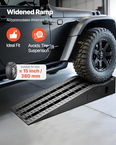 VEVOR Car Ramps, 2 PCS 13000 lbs GVW Capacity, 6.3 in Lift Height, Portable High Profile Car Service Ramps for Home Garage Maintenance and Oil Changes, Heavy Duty for Truck SUV Vehicle Repair, Black - size: 6.3*52.5inch