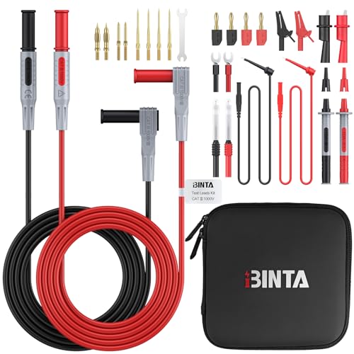 BINTA 28PCS Silicone Multimeter Leads Kit with Replaceable Test Probes | 4PCS Alligator Clips Test Hook Storage Bag, Gold-Plated Multimeter Test Leads Kit for Industrial Car Electrical Testing Home - style: 28PCS