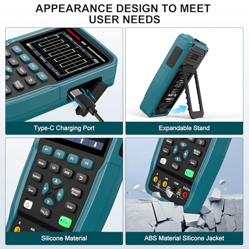 HANMATEK 3 in 1 Handheld Oscilloscope Multimeter,Waveform Generator HO51 with 3.5" TFT Oscilloscop, Auto-Calibration Function, Memory Function, Multi Tester - style: 50Mhz+Generator+1 Channel