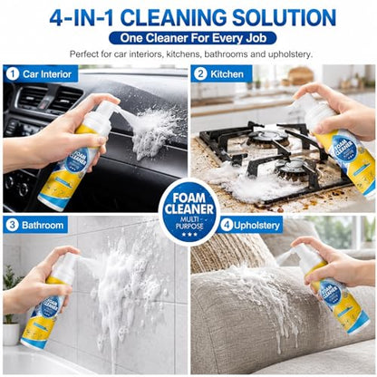 【2Pack】Foam Cleaner,4-in-1 Multi-Enzyme FoamCleaner,New Foam No-Rinse Cleaner,Multifunctional Foam-Cleaner Deep Cleaning Spray for Car Interior Leather Car Seat Cleaner,Kitchen Grease,Sofa Upholstery - color: 2Pack:Foam Cleaner