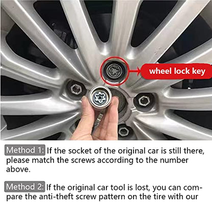 Chrome Steel Wheel Lock Lugnut Anti-Theft Lug Nut Screw Removal Socket Key Compatible for BMW Vehicles (57) - size: 57