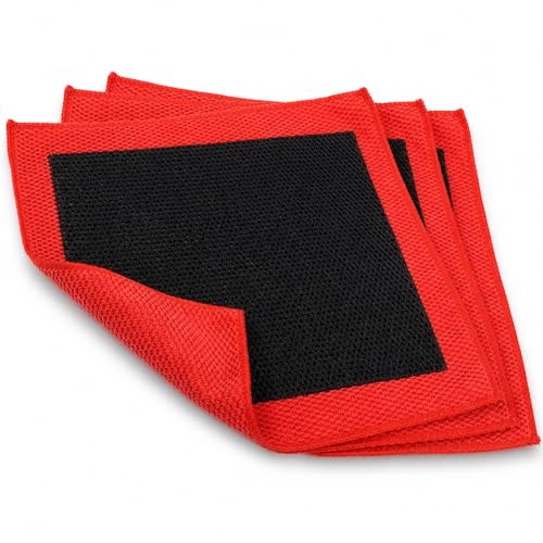 Okllen 3 Pcs Clay Bar Towel, 12" Premium Fine Grade Clay Towel for Car Detailing - Removes Paint Overspray, Water Spots, Tree Sap, Rail Dust, Red
