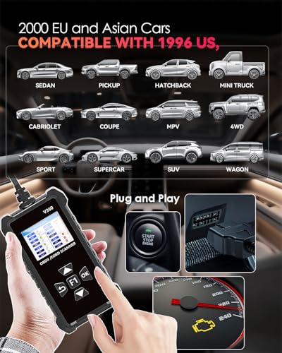 OBD2 Scanner Car Code Reader with Voltage Test - Read & Erase Check Engine Light Fault Codes, Live Data/Freeze Frame, Plug-and-Play CAN Diagnostic Tool for All Cars 1996 & Newer
