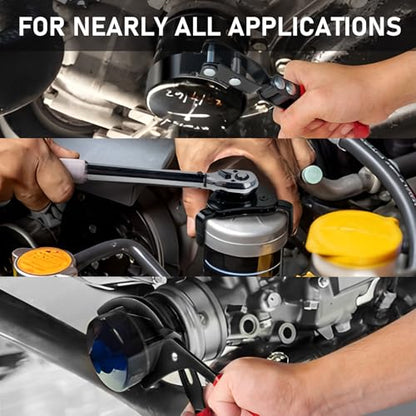 KOOPOOL 8Pc Oil Filter Wrench Set – Fits 2-3/4" to 5-1/4" | 8-piece oil filter removal tool set: 2 adjustable pliers (9" & 12"), swivel wrenches, adapter. Organized in storage case