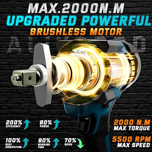 Cordless Electric Impact Wrench (2000N.m/1500Ft-lbs) - style: 2000N.m/1500Ft-lbs