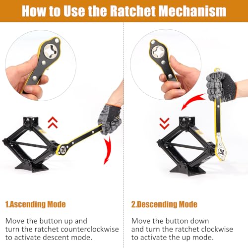 Car Jack Kit 2 Ton (4,409 lbs) Portable Scissor Jack for Car, Tire Jack Changing Kit with Lug Wrench, Black