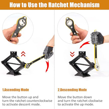 Car Jack Kit 2 Ton (4,409 lbs) Portable Scissor Jack for Car, Tire Jack Changing Kit with Lug Wrench, Black