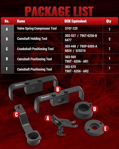 Reywoo Engine Timing Tool Kit Compatible with Ford 4.6L 5.4L 6.8L 2V/4V Engine w/Valve Spring Compressor, Camshaft Holding Tool & Crankshaft Camshaft Positioning Tool