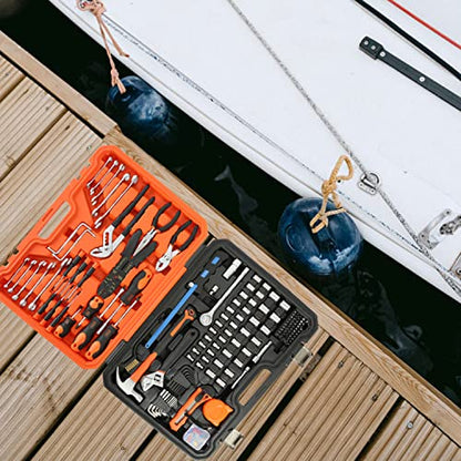 GreatNeck 191-Pc Mariner's Tool Set, Boat Tool Kit for Maintenance | Chrome Plated Rust Resistant, Drop Forged Steel, Storage Case with Moisture Seal, Socket Set, Combo Wrenches, Screwdrivers - style: 191-piece