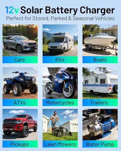 7.5W Solar Battery Maintainer & Trickle Charger, 12V Waterproof Panel with IP68 Smart Controller, Overcharge & Reverse Protection for Car, Automobile, Boat, RV, Motorcycle, Marine, Trailer - size: 7.5W