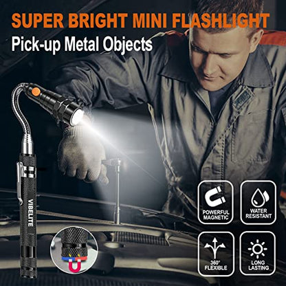 VIBELITE Magnetic Pickup Tool and 6 in 1 Multitool Pen with Touch Screen Stylus, Rulers, Bubble Level, Flathead, Phillips Screwdriver, Ballpoint Pen, Dad Gifts, Birthday Gifts for Men, Dad, 2Pack