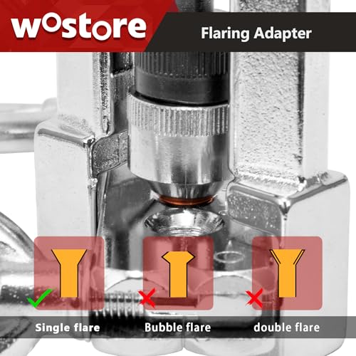 Wostore Flaring & Swaging Tool Kit, 45° HVAC Brake Line, 11-Pc, 1/8-3/4" | 45° single flare & swage for HVAC, refrigeration & brake lines. 11-pc: tube cutter, ratchet wrench, carry case. 1/8 to 3/4"